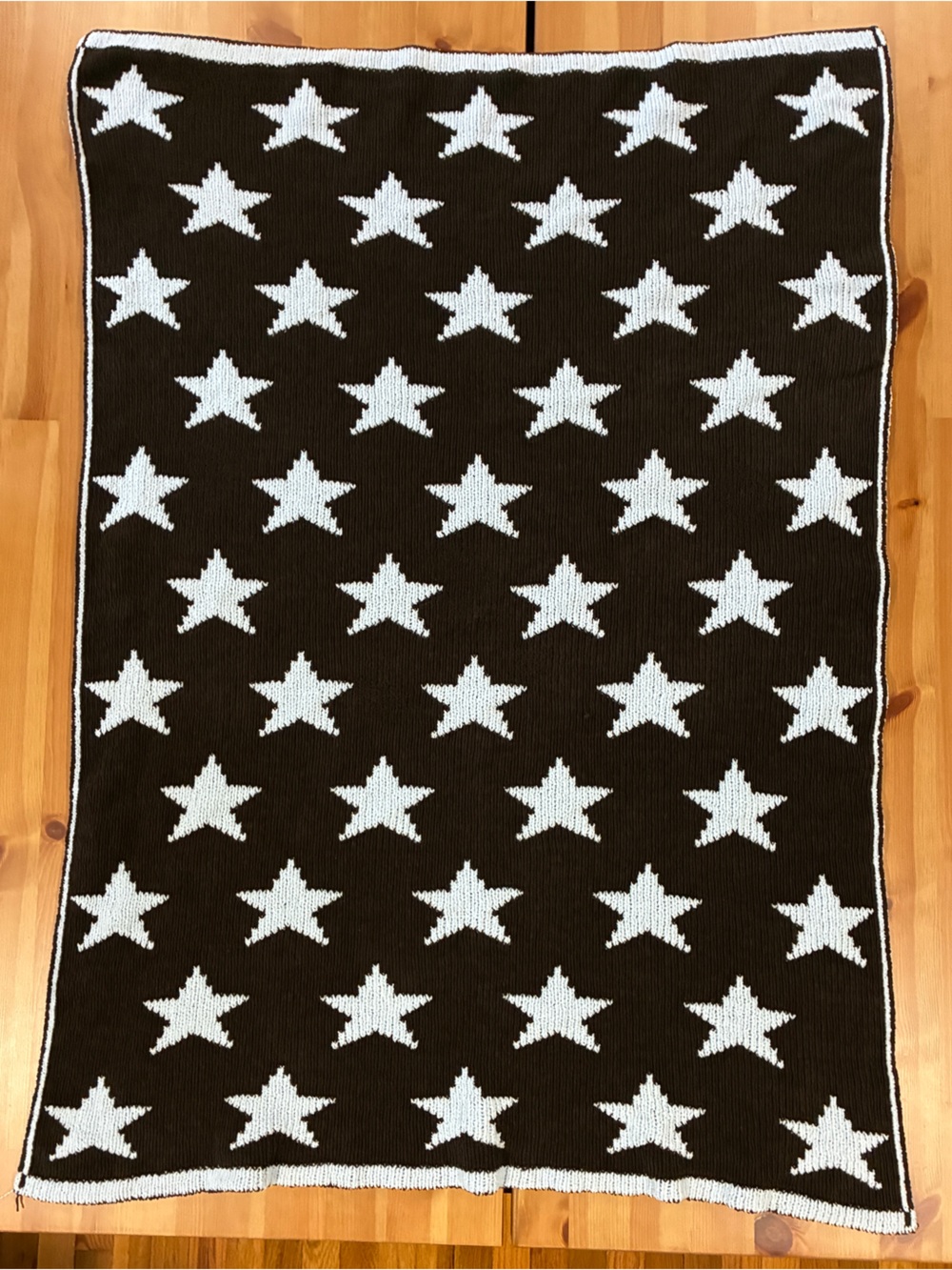 First Impressions Brown and White Star Knit Baby Blanket